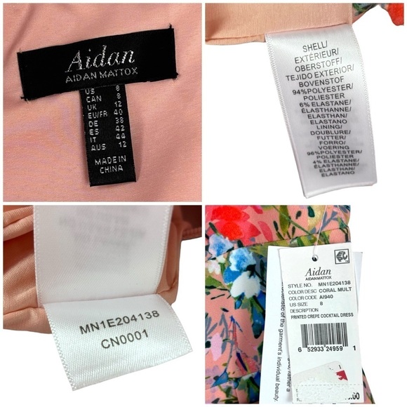 AIDAN MATTOX FLORAL OFF THE SHOULDER PRINTED CREPE SHEATH COCKTAIL DRESS - Picture 15 of 15